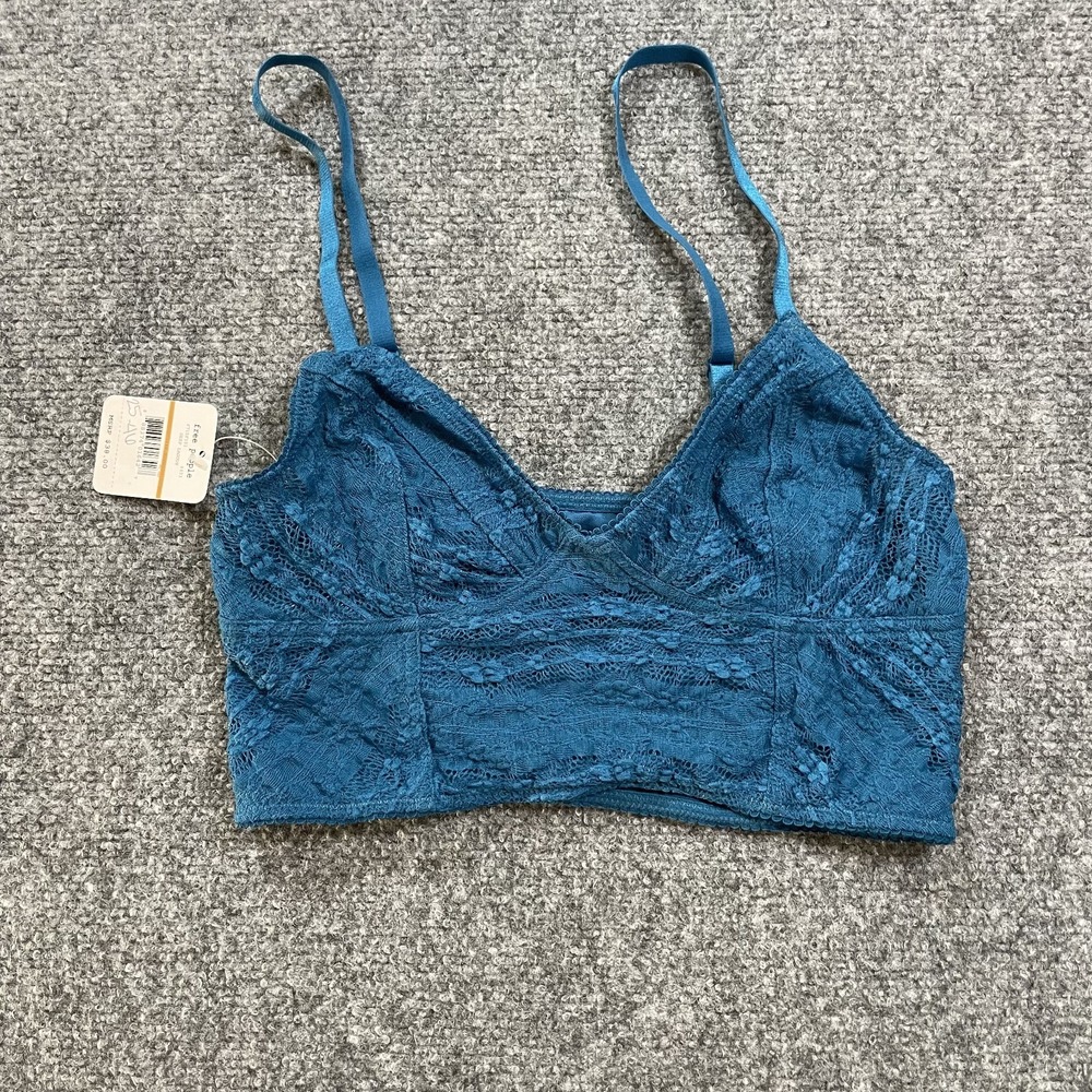 NWT Intimately Free Lace Bralette Womens Small Blue Cami Top Corset Crop Top